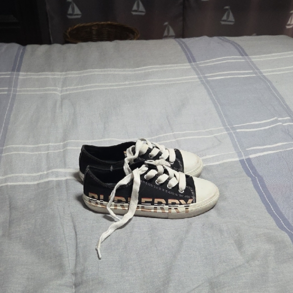 Burberry Kids Black and White Logo Sneakers